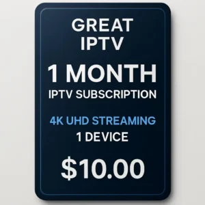 4K IPTV Service – 1 Month Subscription (Ultra HD Streaming)